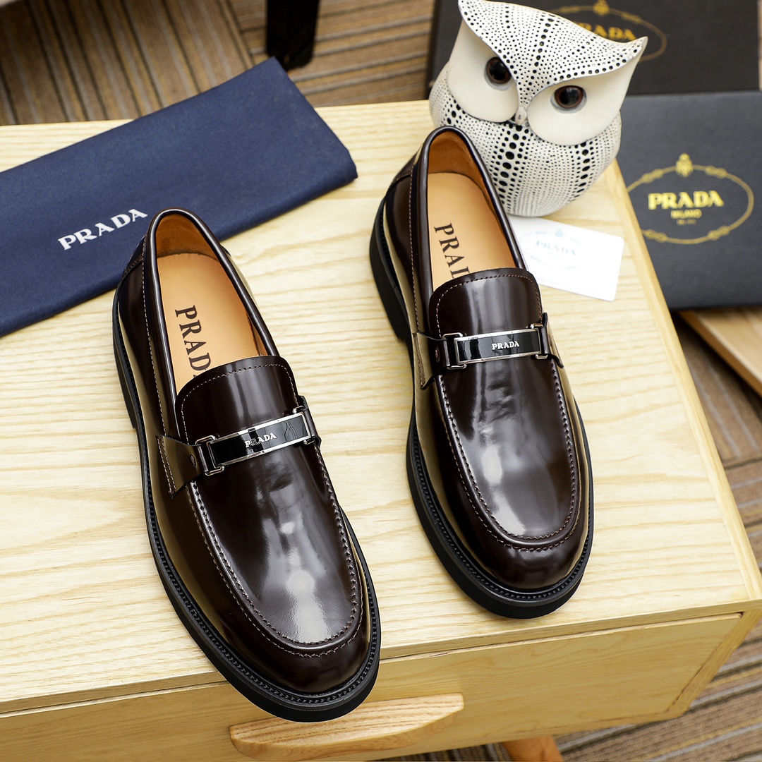 Prada Men's Leather Loafers with Chunky Rubber Sole, Brown, Sizes 38-44 2 i1711335897 3517 4