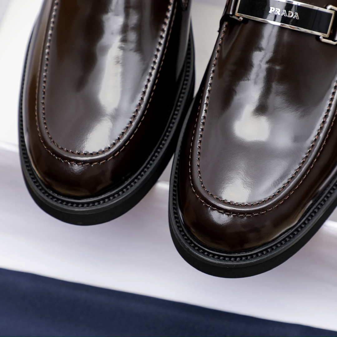 Prada Men's Leather Loafers with Chunky Rubber Sole, Brown, Sizes 38-44 6 i1711335897 3908 6