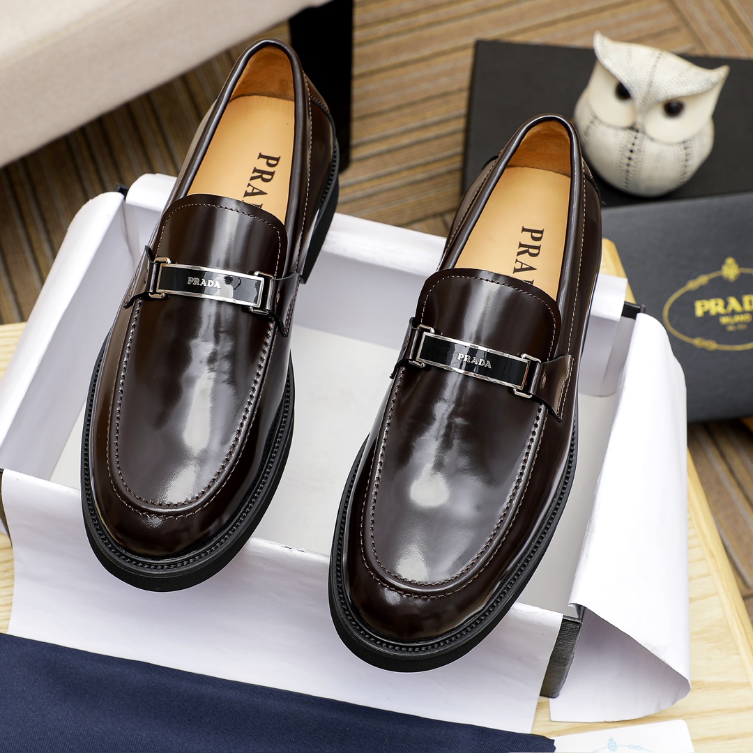 Prada Men's Leather Loafers with Chunky Rubber Sole, Brown, Sizes 38-44 3 i1711335897 5951 0