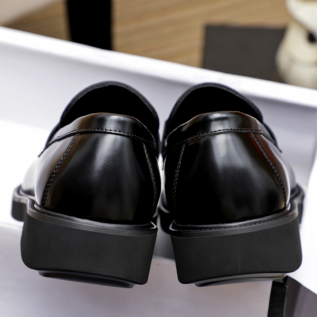 Prada Men's Leather Loafers With Metal Buckle - Black, Comfortable & Durable 9 i1711336000 2268 8