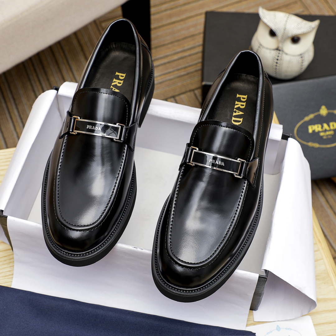 Prada Men's Leather Loafers With Metal Buckle - Black, Comfortable & Durable 3 i1711336000 484 4