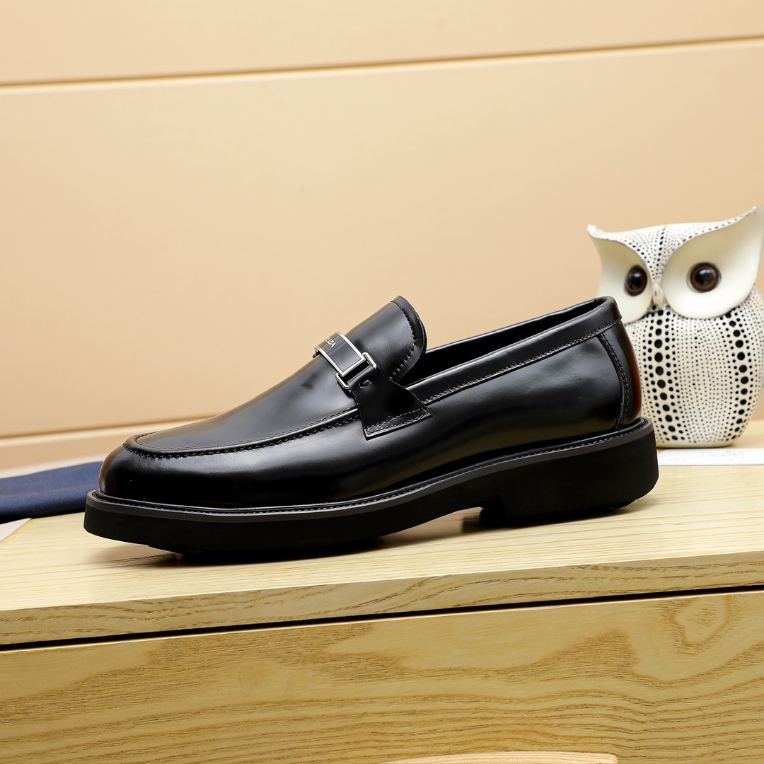 Prada Men's Leather Loafers With Metal Buckle - Black, Comfortable & Durable 5 i1711336000 885 1