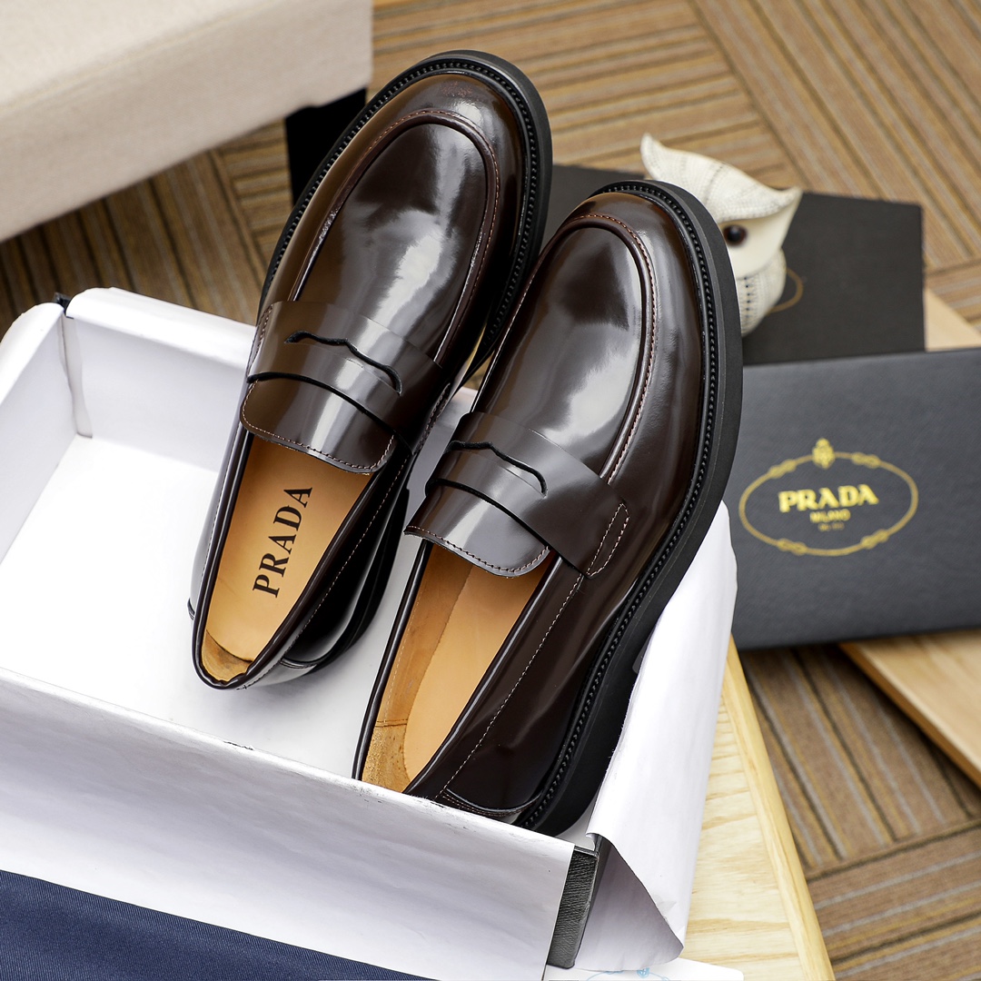 Prada Men's Leather Penny Loafers Classic Style Slip-on Dress Shoes 4 i1711336101 5151 6