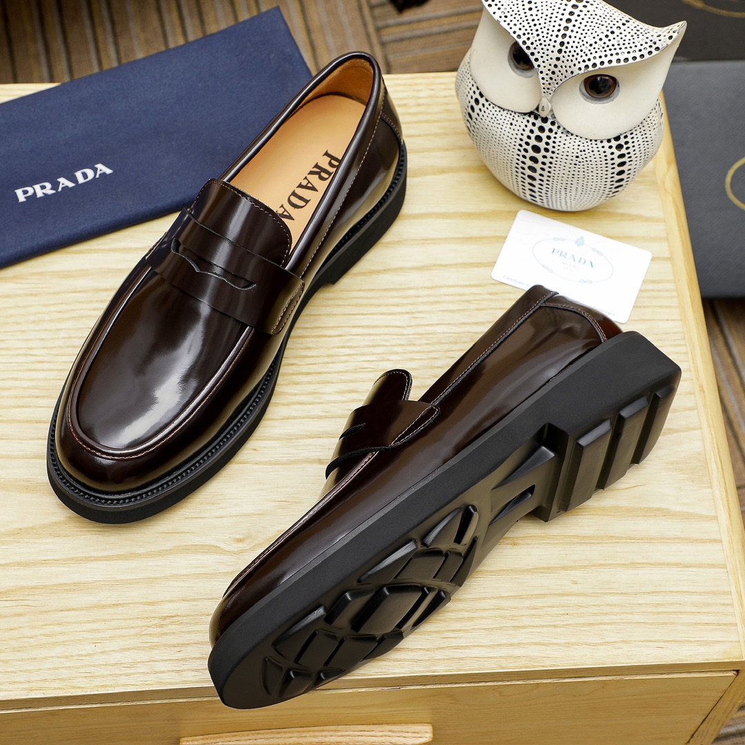 Prada Men's Leather Penny Loafers Classic Style Slip-on Dress Shoes 6 i1711336101 5319 4