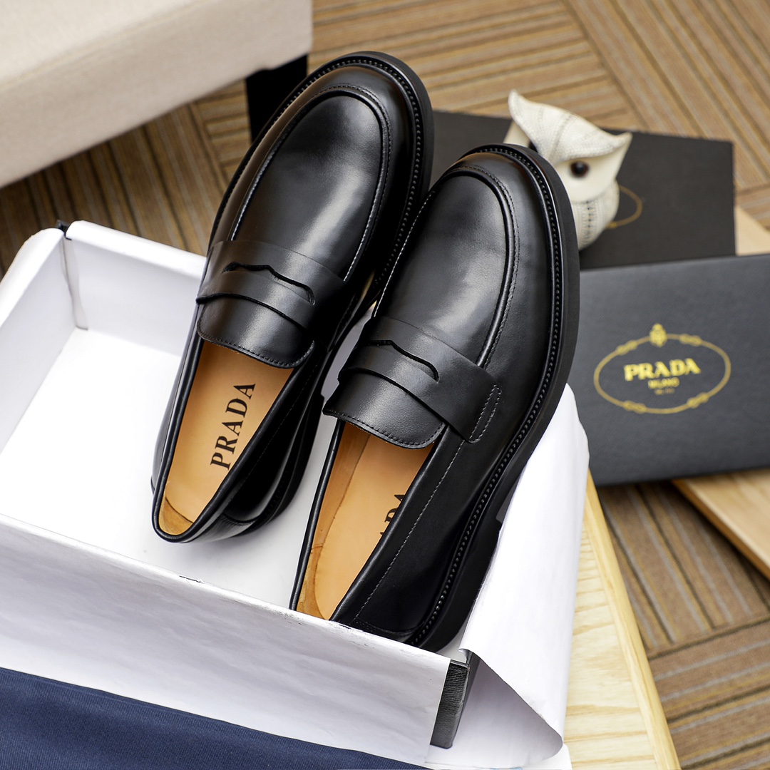 Prada Men's Leather Loafers - Classic Penny Style with Durable Rubber Sole 4 i1711336202 731 1