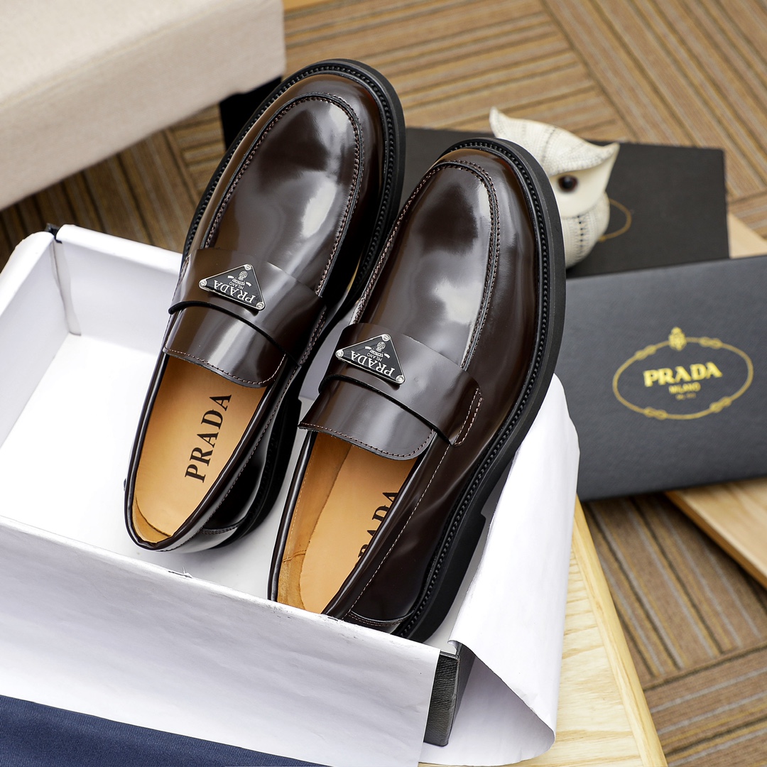 Prada Men's Leather Loafers with Iconic Logo, Brown Color, Size 38-44 4 i1711336869 1723 2
