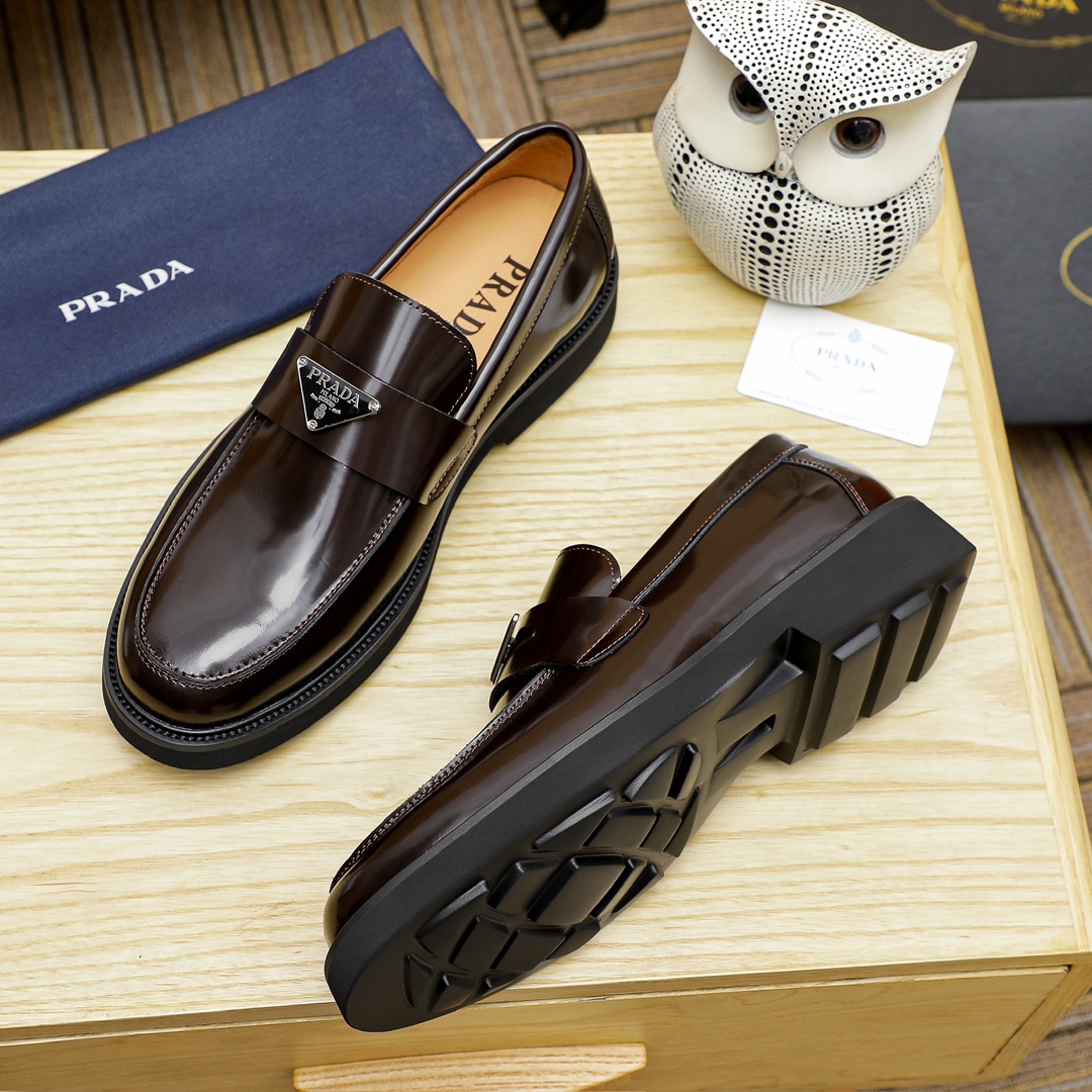 Prada Men's Leather Loafers with Iconic Logo, Brown Color, Size 38-44 6 i1711336869 3572 4