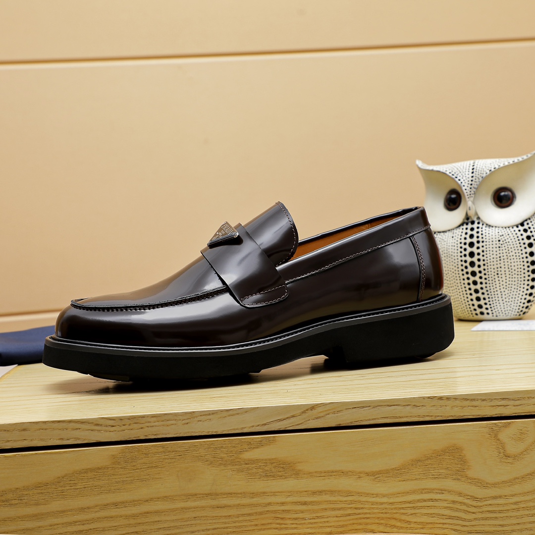 Prada Men's Leather Loafers with Iconic Logo, Brown Color, Size 38-44 5 i1711336869 5565 6