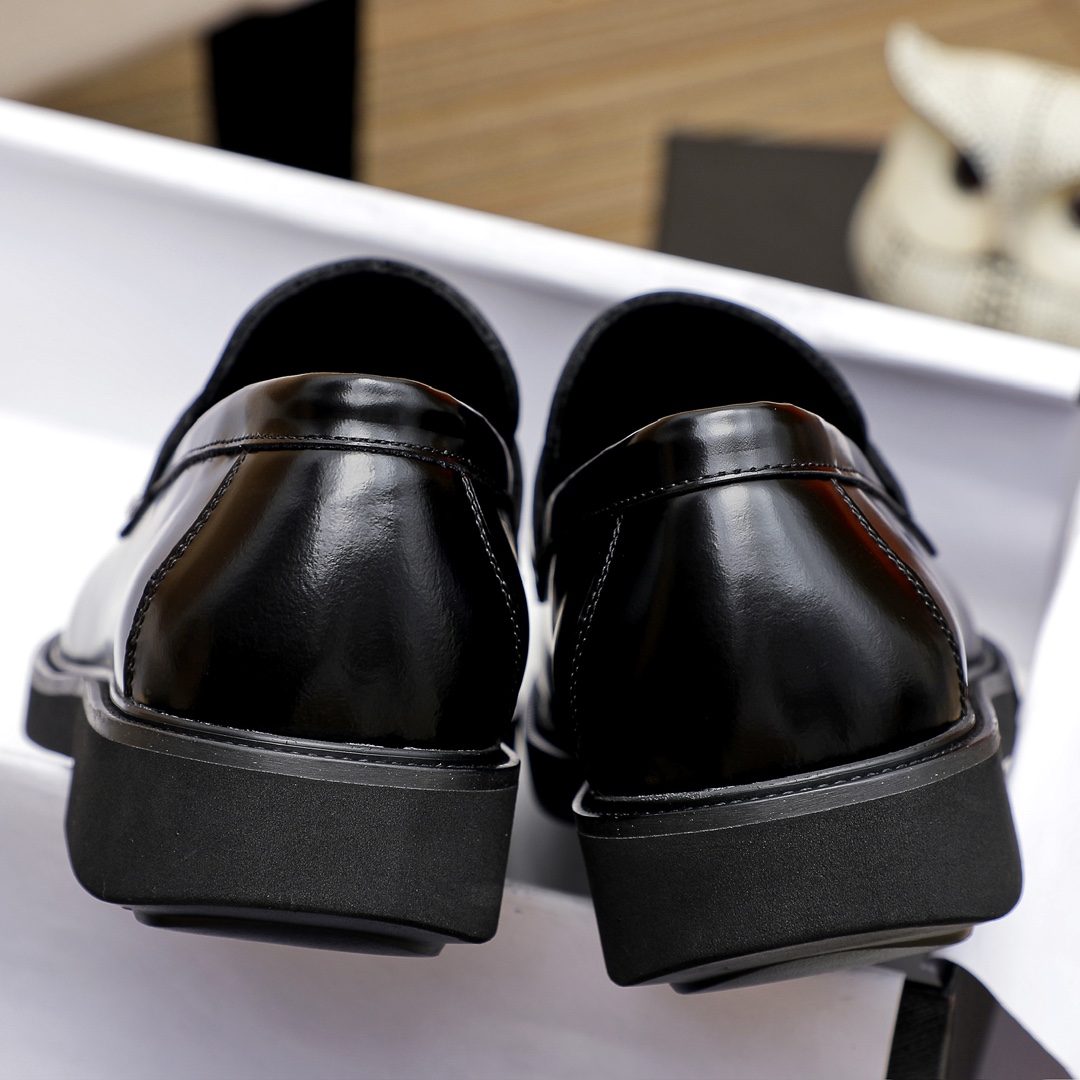 Prada Men's Leather Loafers Classic Slip-on Dress Shoes,Black,Size 38-44 9 i1711336902 56 7