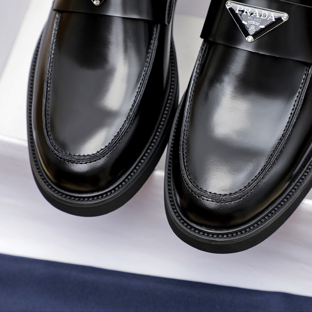 Prada Men's Leather Loafers Classic Slip-on Dress Shoes,Black,Size 38-44 7 i1711336902 754 1
