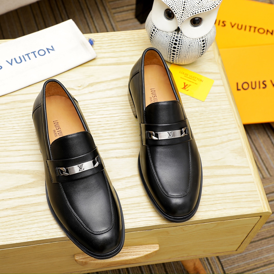 Louis Vuitton Shoes Plain Toe Black Men Cowhide Casual