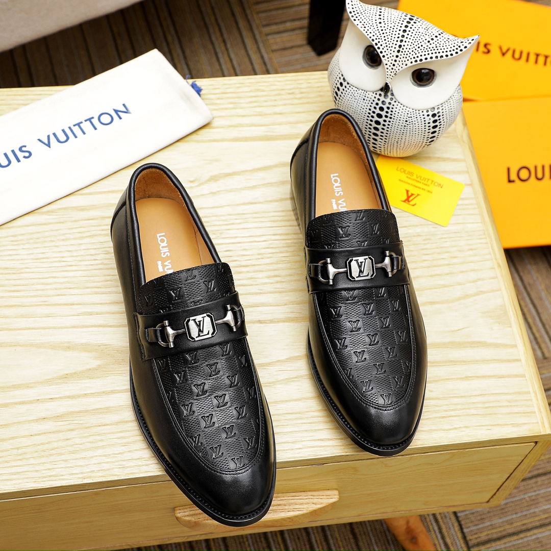 Louis Vuitton Shoes Plain Toe Black Men Cowhide Casual