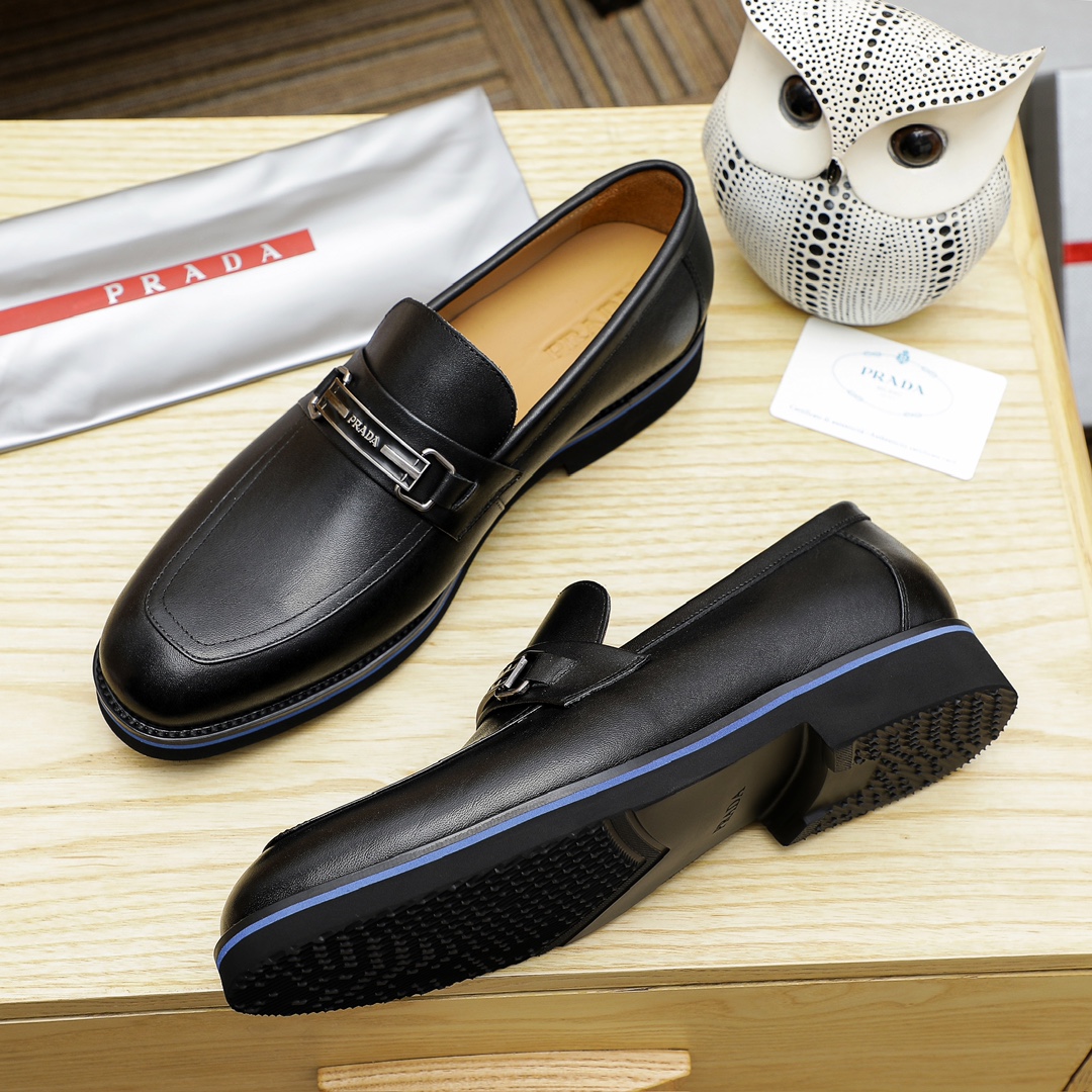 Prada Men's Leather Loafers with Metal Buckle, Classic Style & Comfort 6 i1729649449 5475 1