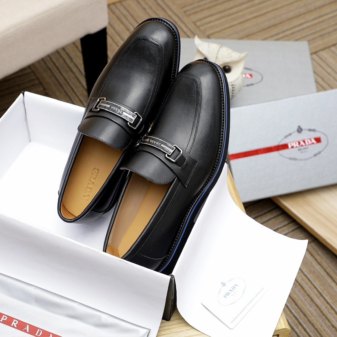 Prada Men's Leather Loafers with Metal Buckle, Classic Style & Comfort 4 i1729649449 6938 8