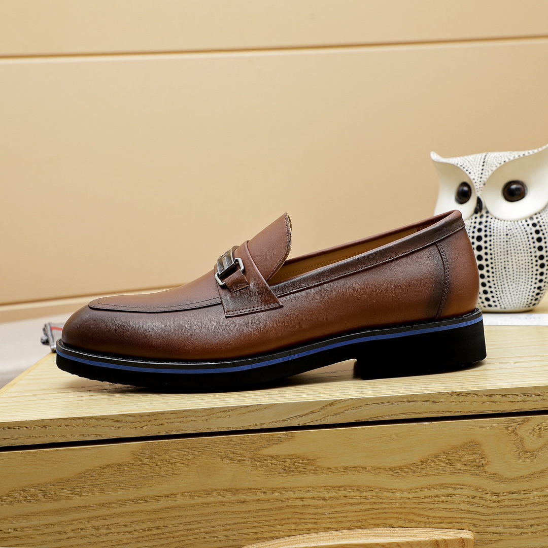 Prada Men's Leather Loafers with Metal Buckle Detail, Brown Color 5 i1729649667 1974 6
