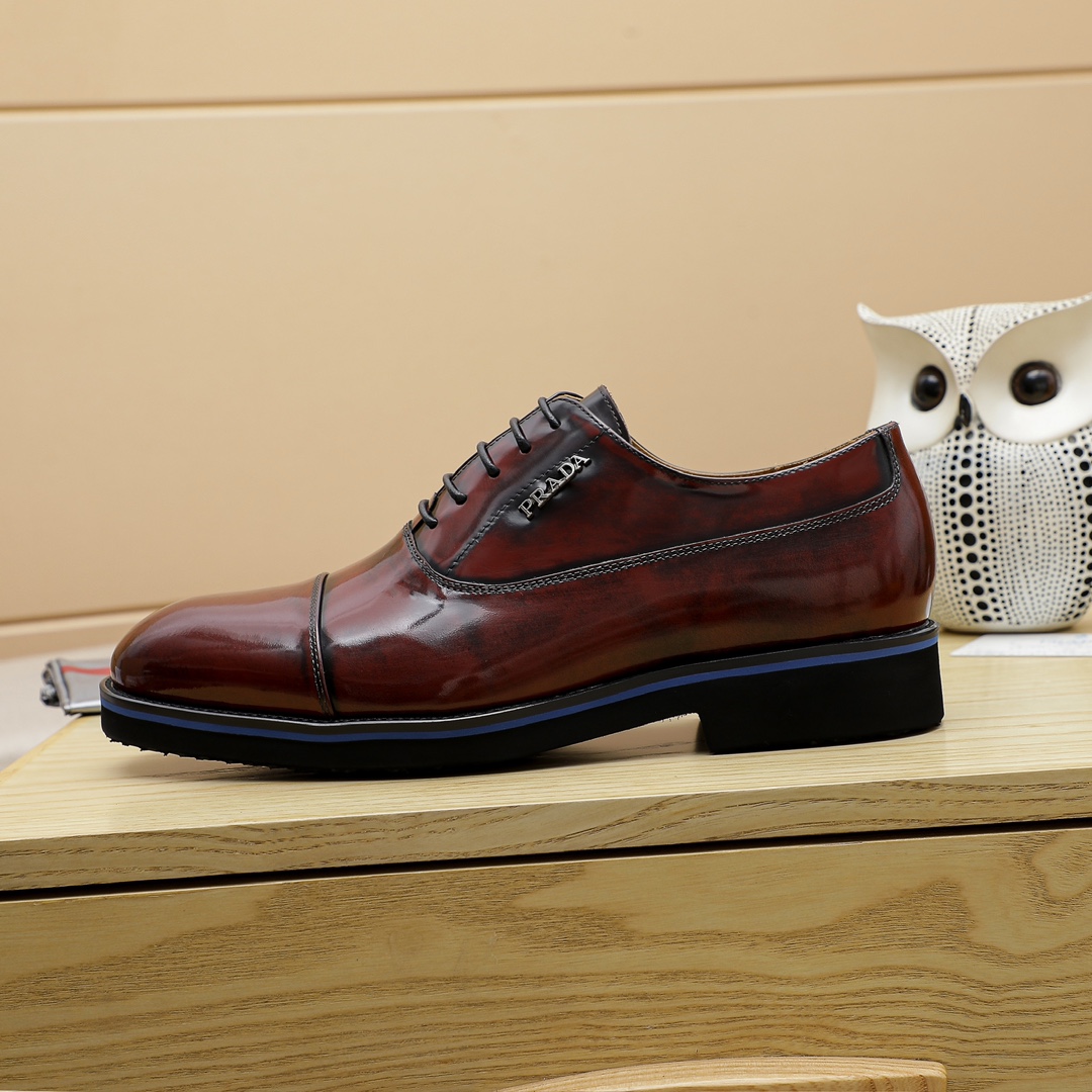 Prada Men's Leather Oxford Dress Shoes Lace-Up, Burgundy, Sizes 38-44 5 i1729650305 1648 3
