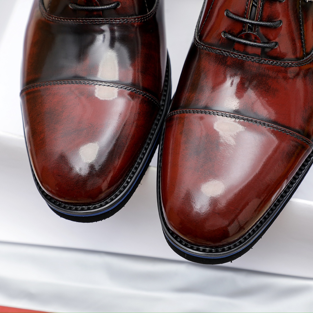 Prada Men's Leather Oxford Dress Shoes Lace-Up, Burgundy, Sizes 38-44 7 i1729650305 356 6