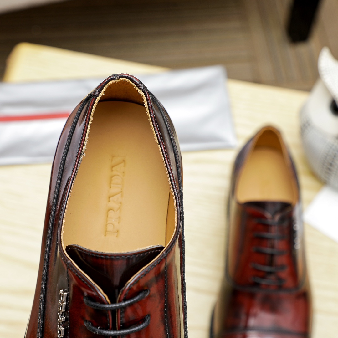 Prada Men's Leather Oxford Dress Shoes Lace-Up, Burgundy, Sizes 38-44 8 i1729650305 5969 2