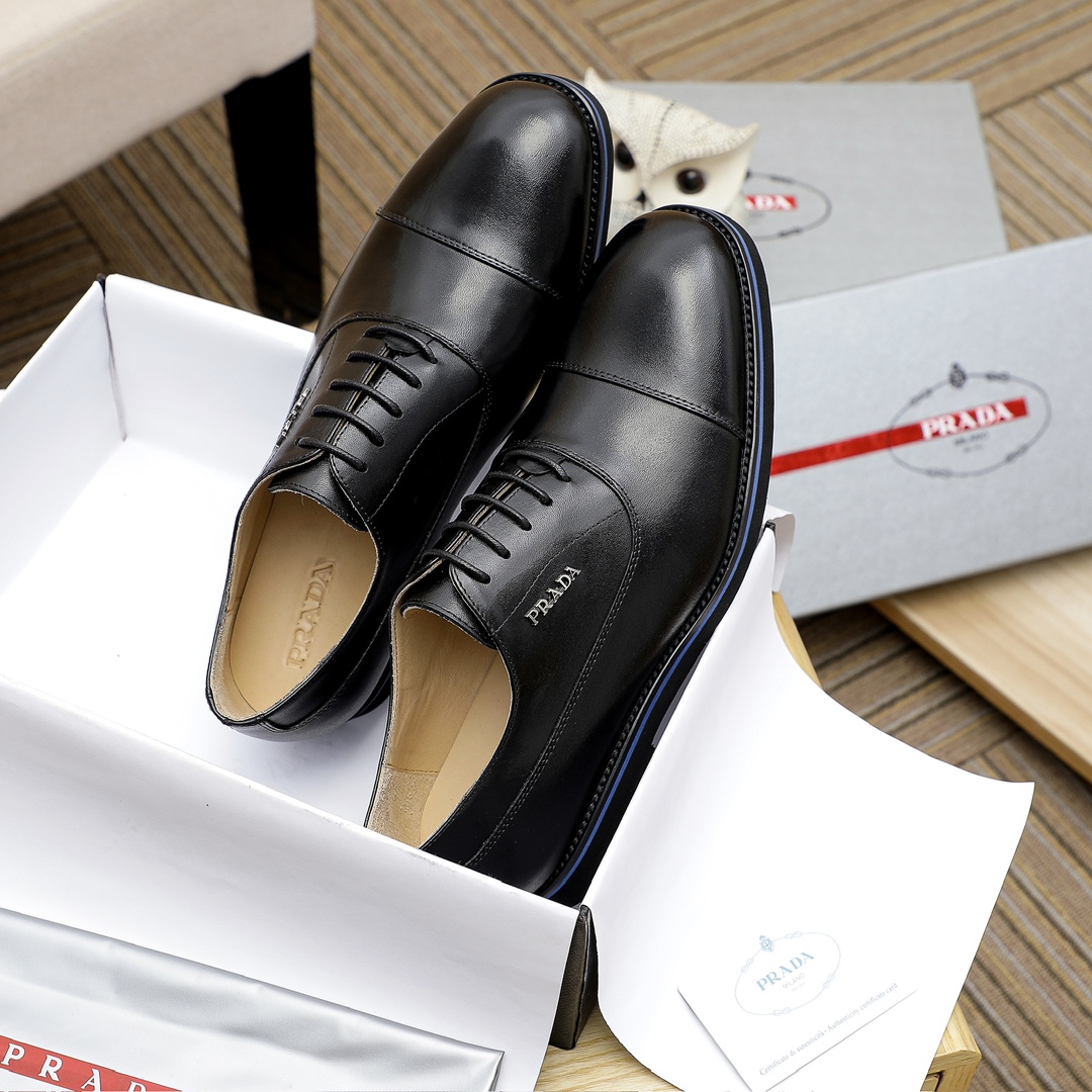 Prada Men's Leather Oxford Shoes - Classic Lace-Up Dress Shoes 4 i1729650383 8538 8