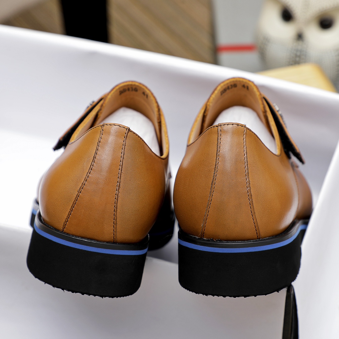 Prada Men's Brown Leather Monk Strap Dress Shoes, Sizes 39-44 9 i1729651122 3368 2