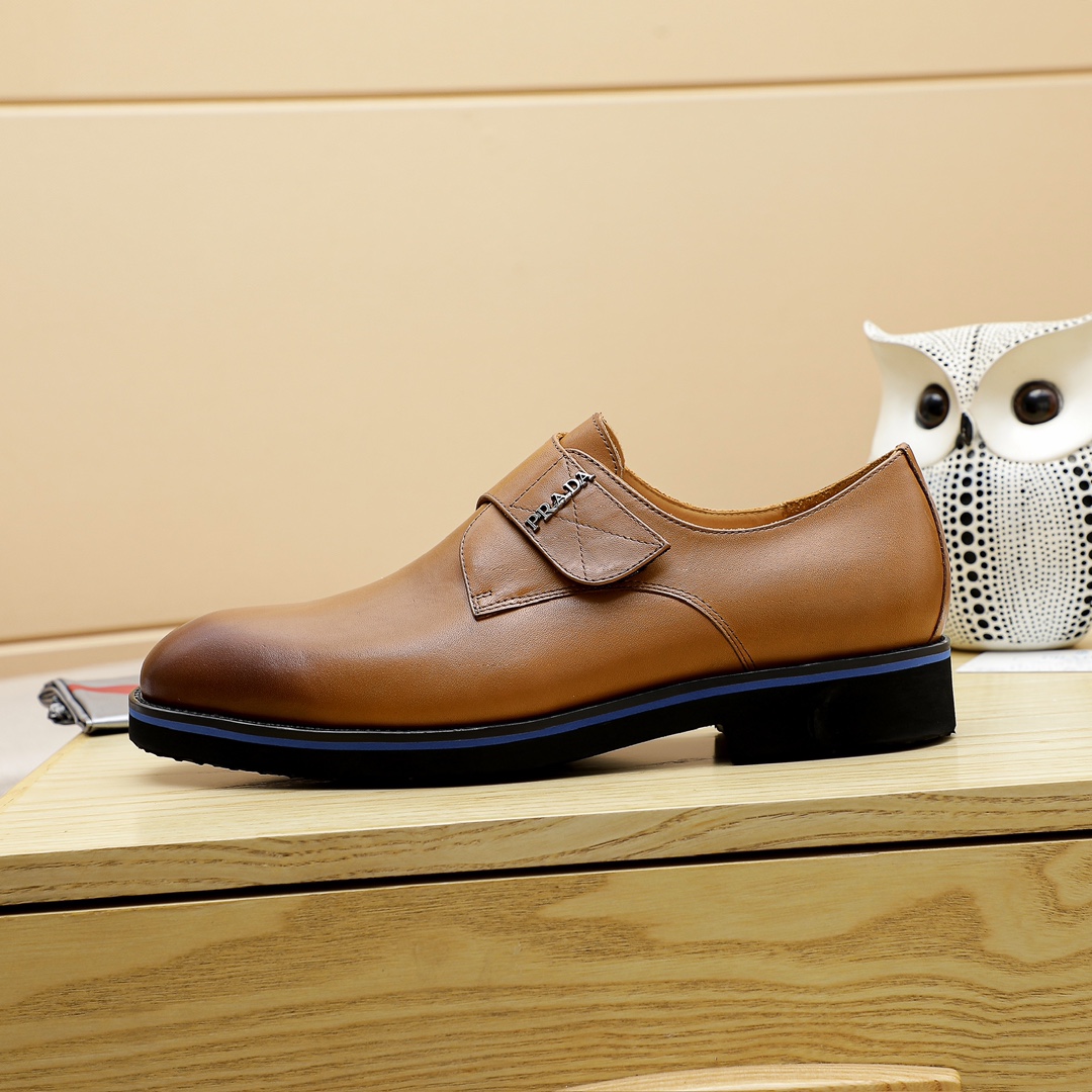 Prada Men's Brown Leather Monk Strap Dress Shoes, Sizes 39-44 5 i1729651122 4388 0