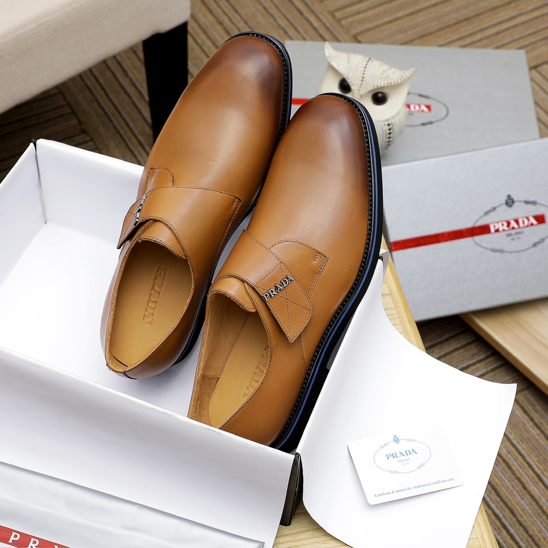 Prada Men's Brown Leather Monk Strap Dress Shoes, Sizes 39-44 4 i1729651122 489 7