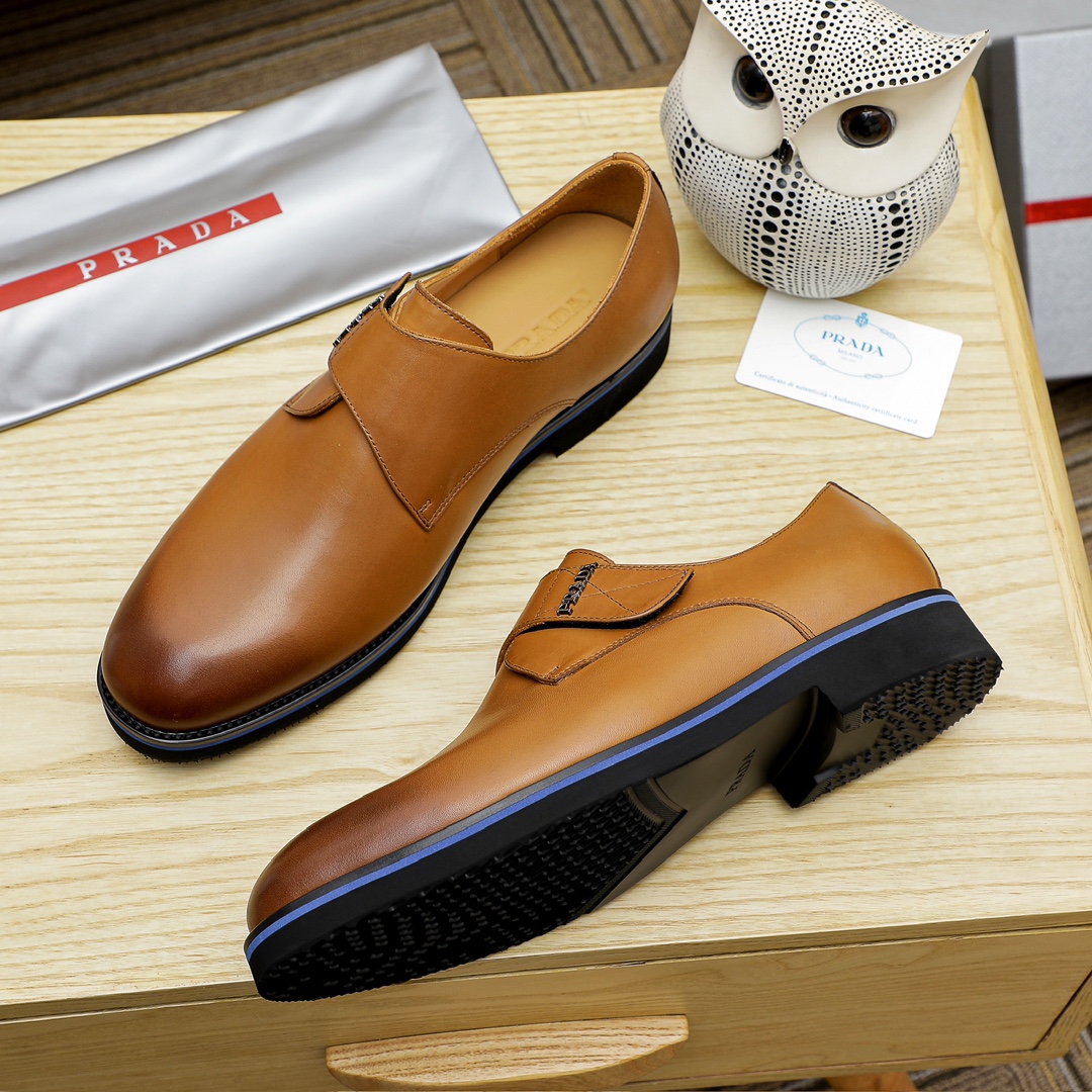 Prada Men's Brown Leather Monk Strap Dress Shoes, Sizes 39-44 6 i1729651122 5397 3