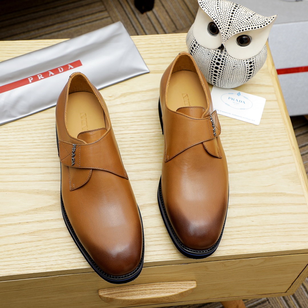Prada Men's Brown Leather Monk Strap Dress Shoes, Sizes 39-44 1 Prada Men's Brown Leather Monk Strap Dress Shoes, Sizes 39-44