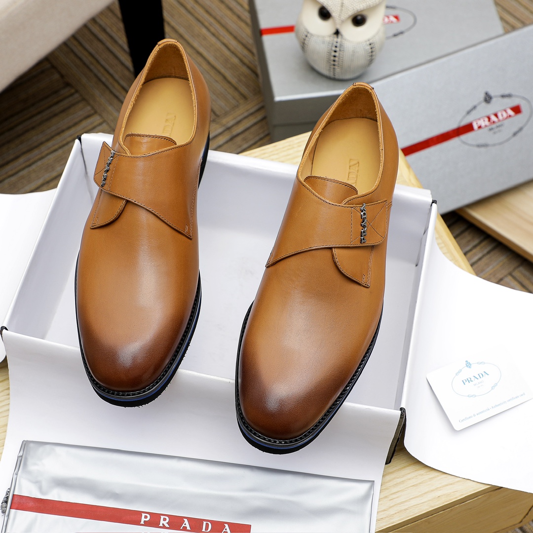 Prada Men's Brown Leather Monk Strap Dress Shoes, Sizes 39-44 3 i1729651122 7907 4