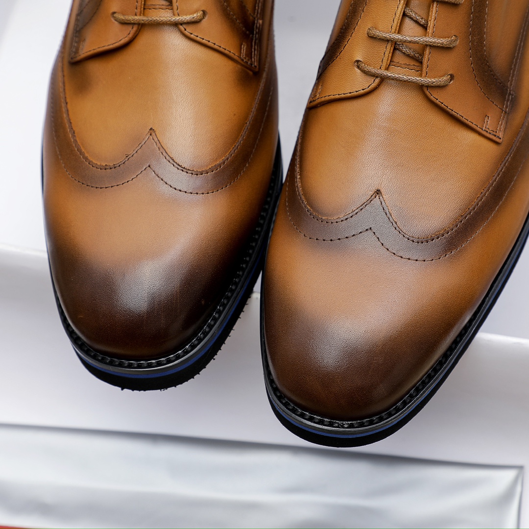 Prada Men's Leather Wingtip Oxford Dress Shoes, Brown, Sizes 39-44 7 i1729651527 1890 4