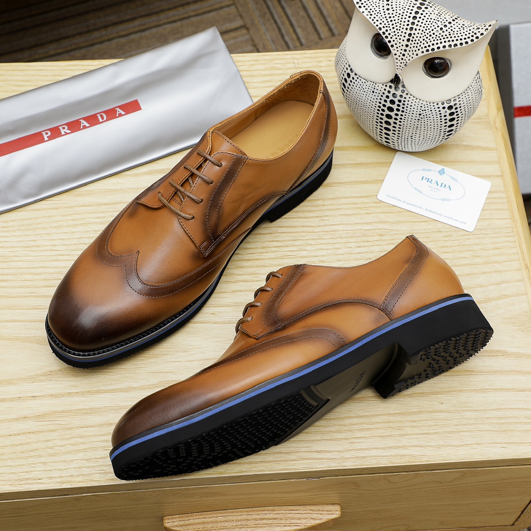 Prada Men's Leather Wingtip Oxford Dress Shoes, Brown, Sizes 39-44 6 i1729651527 1983 7