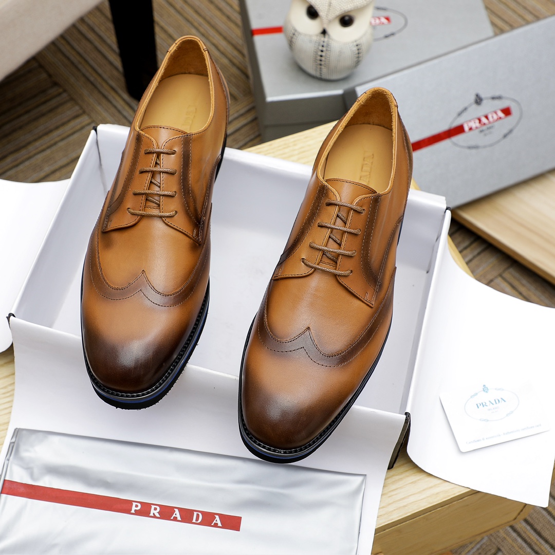 Prada Men's Leather Wingtip Oxford Dress Shoes, Brown, Sizes 39-44 3 i1729651527 5943 0