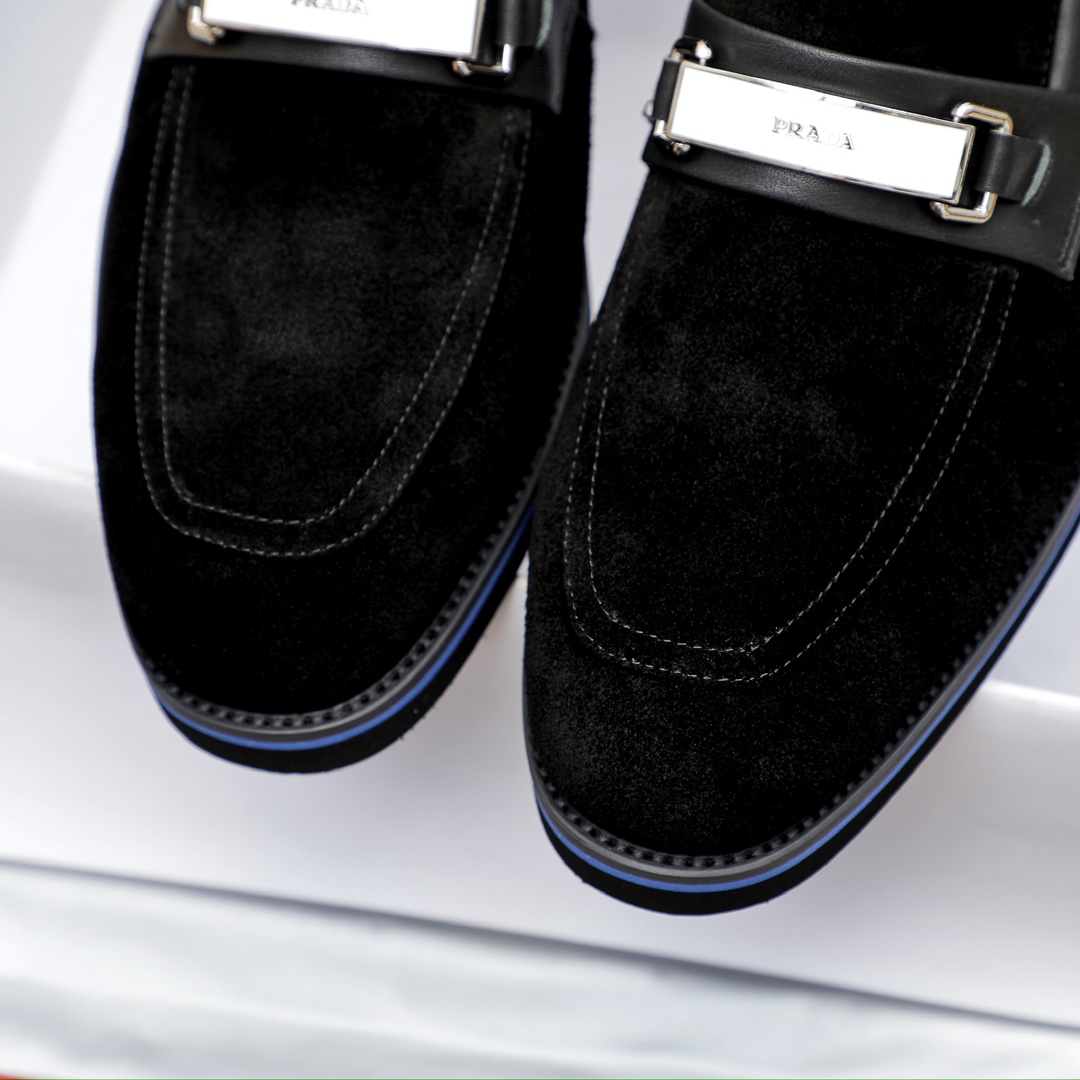 Prada Men's Black Suede Leather Loafers with Metal Detail 7 i1729651781 1776 6