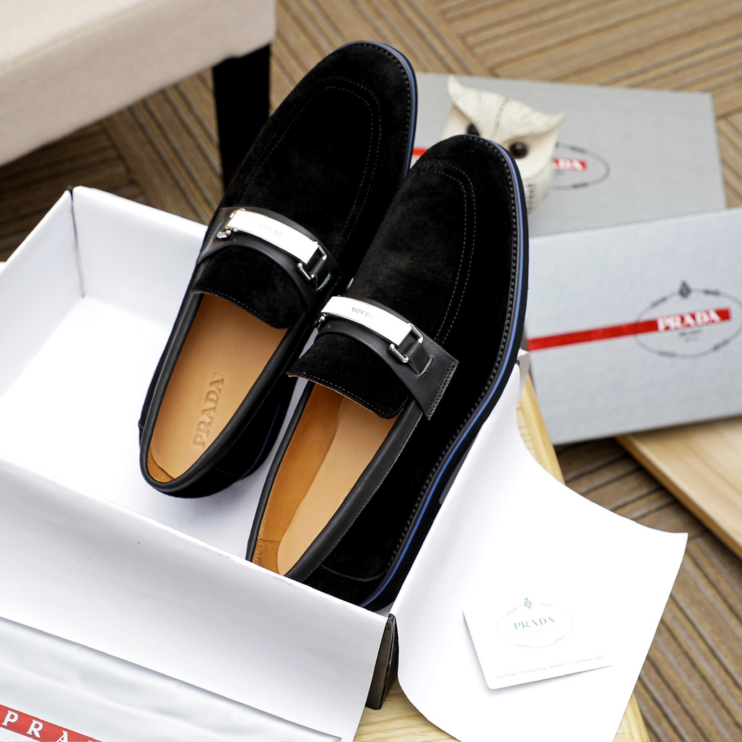 Prada Men's Black Suede Leather Loafers with Metal Detail 4 i1729651781 2553 4
