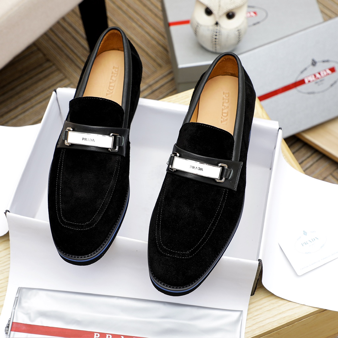 Prada Men's Black Suede Leather Loafers with Metal Detail 3 i1729651781 5848 3