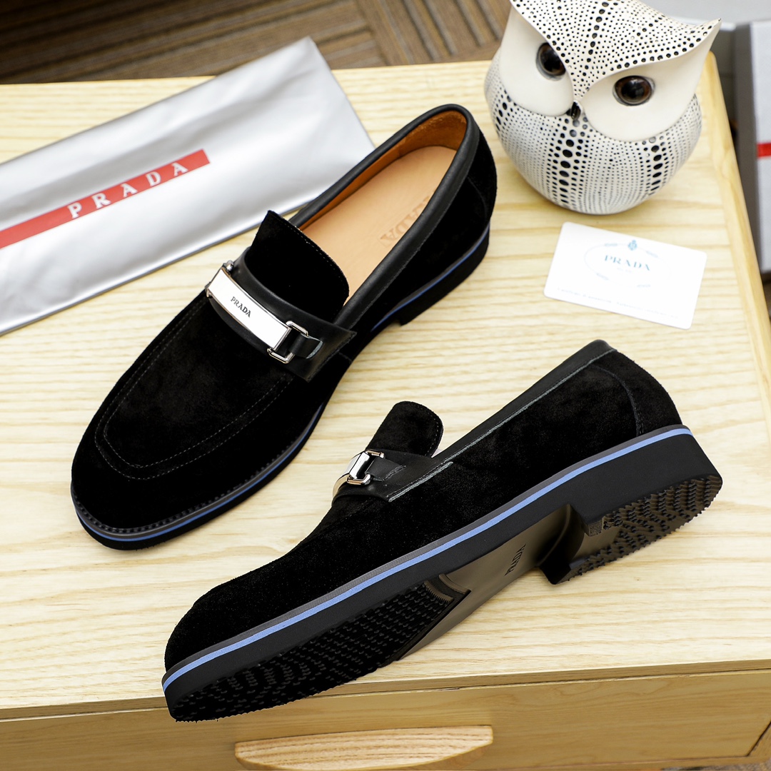 Prada Men's Black Suede Leather Loafers with Metal Detail 6 i1729651781 687 5