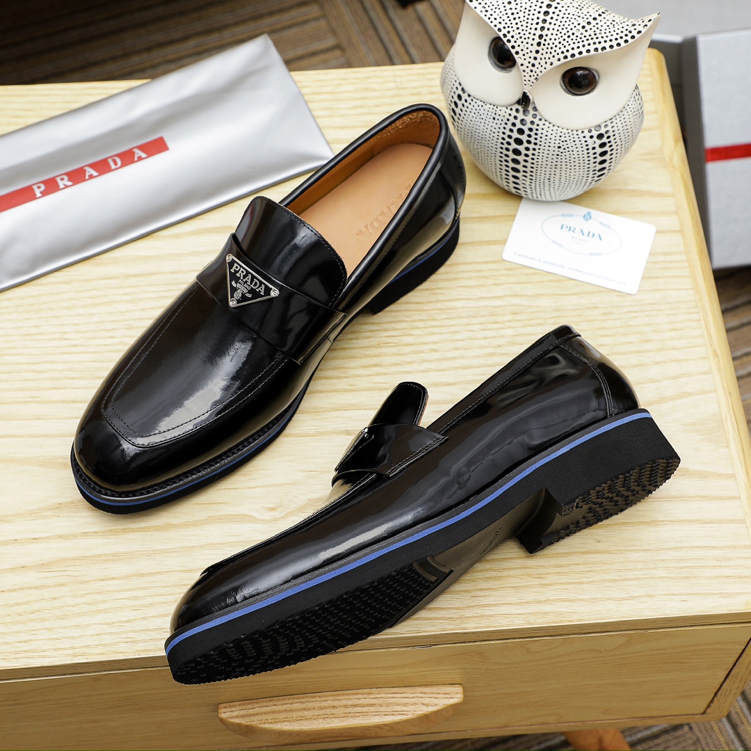 Prada Men's Leather Loafers - Classic Style, Durable Rubber Sole 6 i1729651967 4376 3