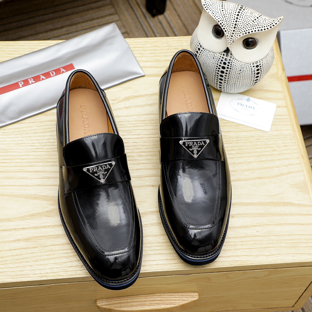 Prada Men's Leather Loafers - Classic Style, Durable Rubber Sole 1 Prada Men's Leather Loafers - Classic Style, Durable Rubber Sole