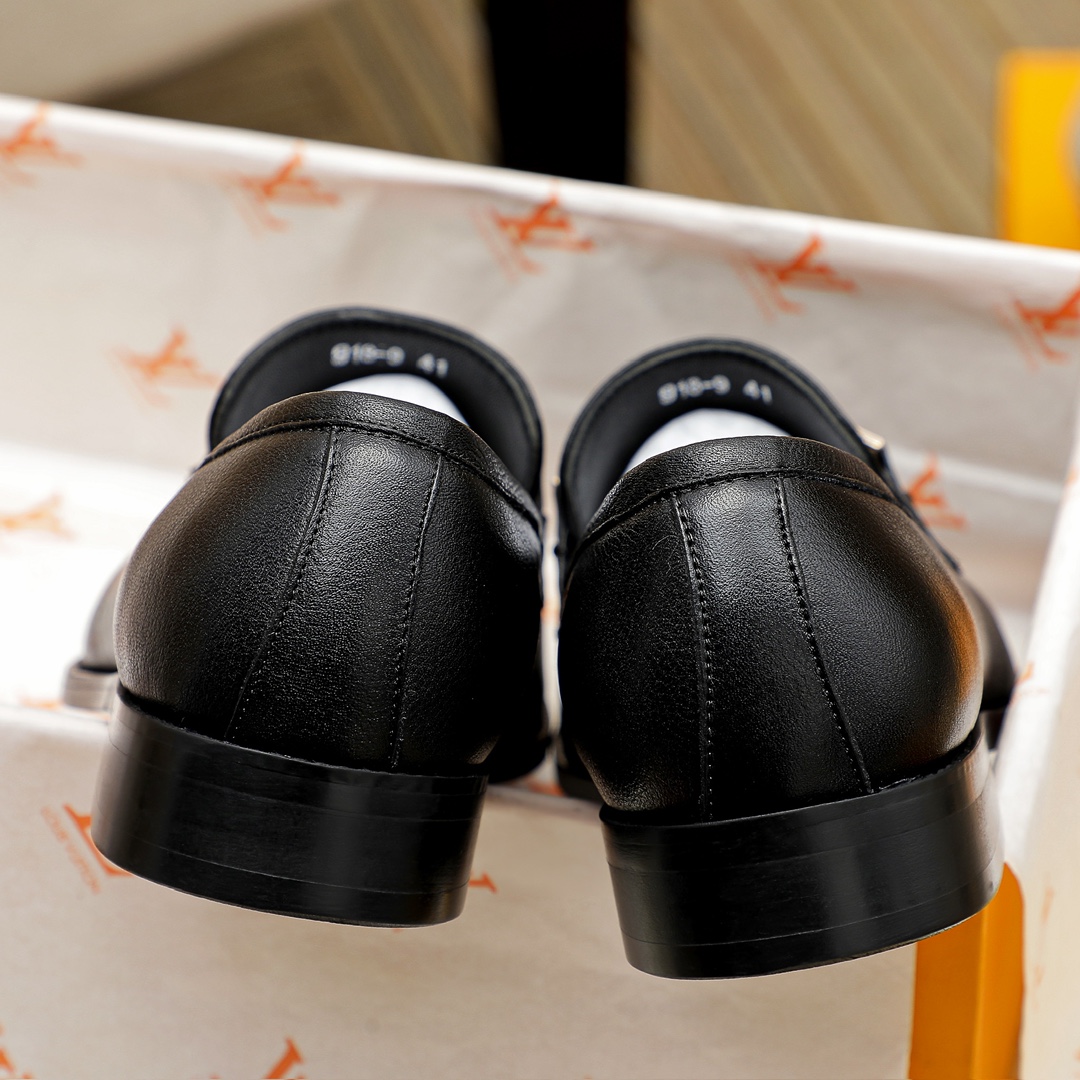 Louis Vuitton Black Leather Loafers with Gold-Tone Hardware Accents 9 i1734584172 134 6
