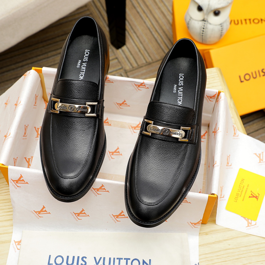 Louis Vuitton Black Leather Loafers with Gold-Tone Hardware Accents 3 i1734584172 9255 8