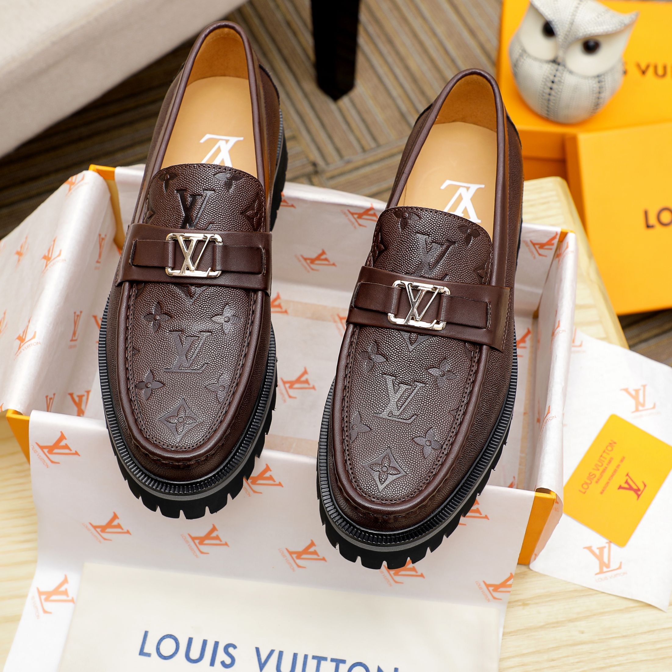 Louis Vuitton Men's Leather Dress Shoes - Premium Italian Leather, Multiple Sizes 3 a1741400310166 0834