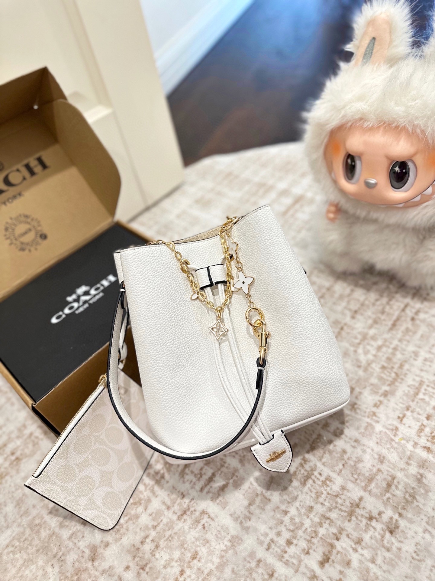 💰370
礼盒包装
Coach新品水桶是不是很戳心巴推荐理由

V两条肩带手提/腋下/斜挎任意切换

尺寸25 23cm高轻便又很实用

浅奶茶新色秋日第一抹温柔