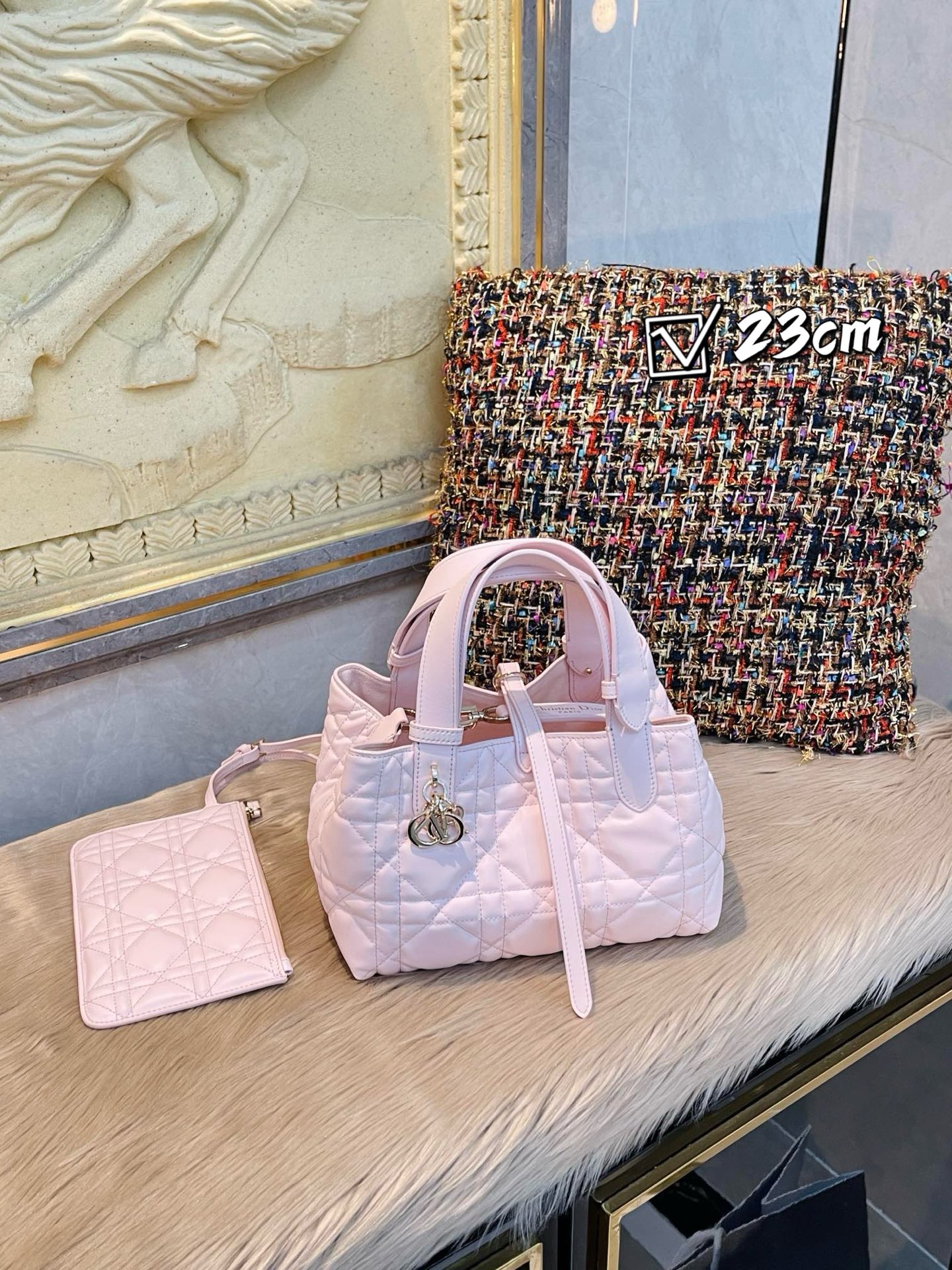 Dior Light Pink Quilted Leather 23cm tote everyday