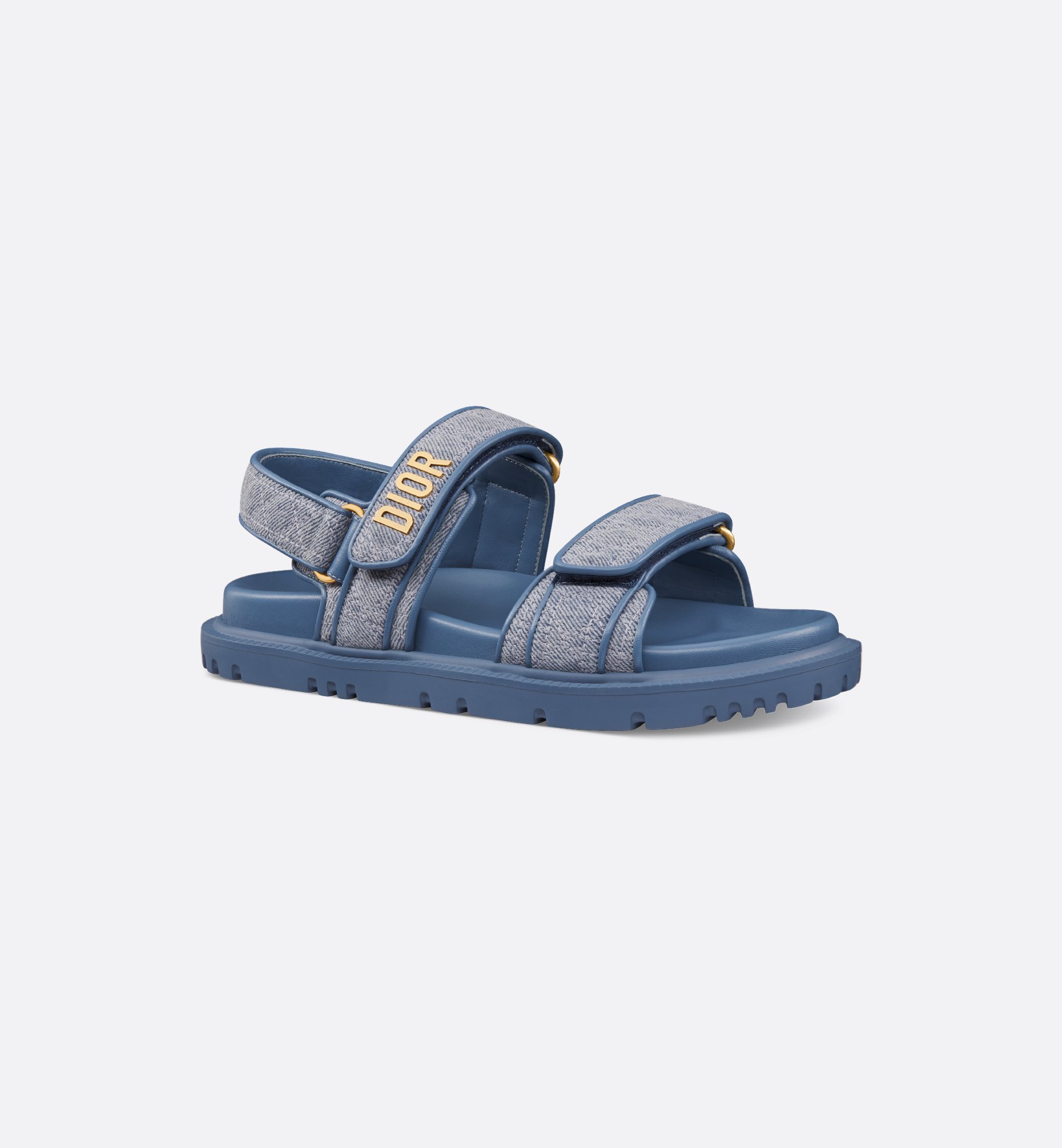 NO:261140,Denim Blue Rat Check DIOR Latest Sandals This mixed-bred sheepskin DiorAct sandals are stylish. They are made of extra light and comfortable leather with an insole that fits the foot. The upper strip is made of Velcro and is decorated with a gold-finished metal 
