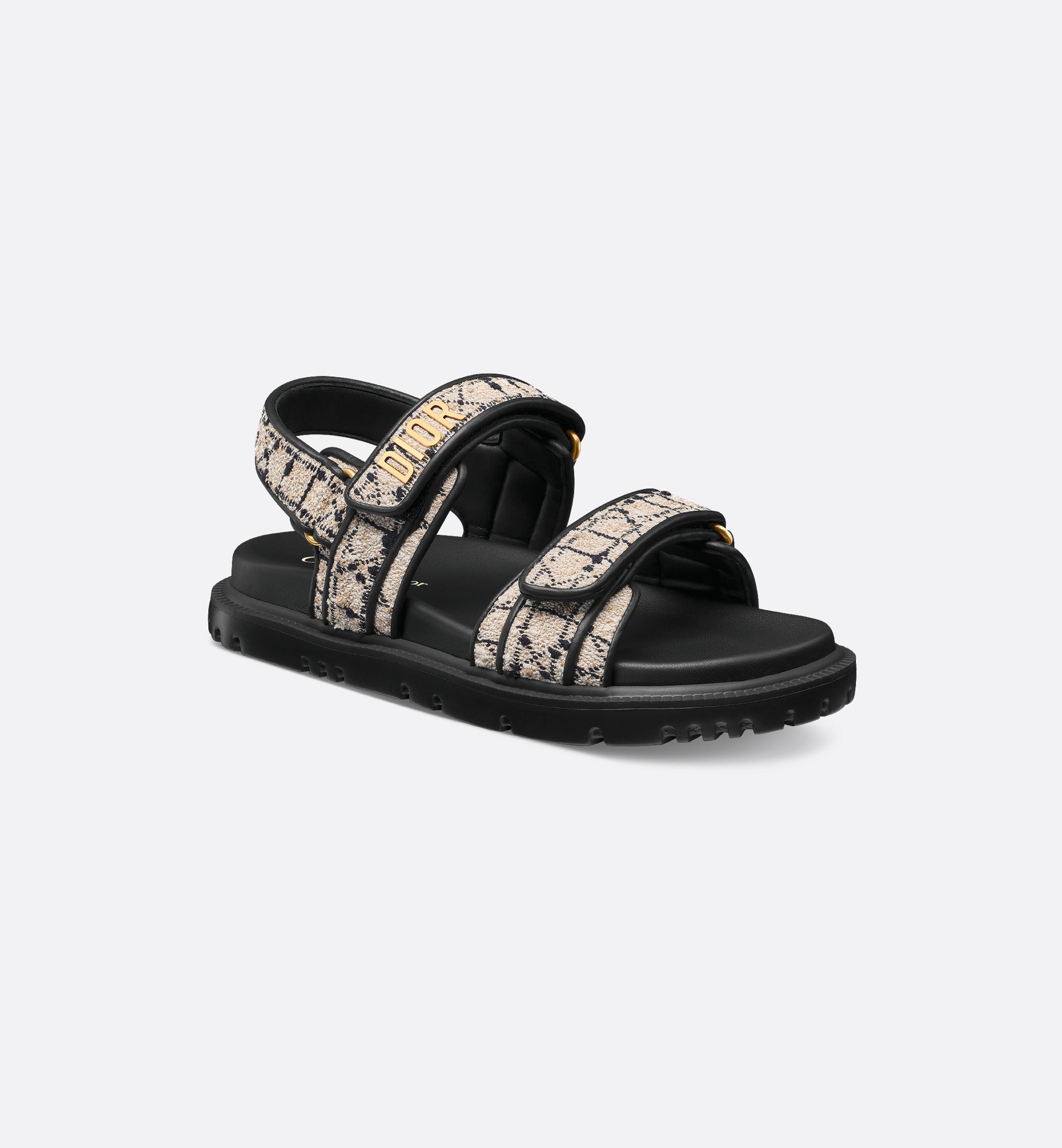 NO:261137,High-end electric embroidery DIOR latest sandals This mixed sheepskin DiorAct sandals are stylish. They are made of extra light and comfortable leather with an insole that fits the foot. The upper strip is made of Velcro and is decorated with a gold-faced metal 