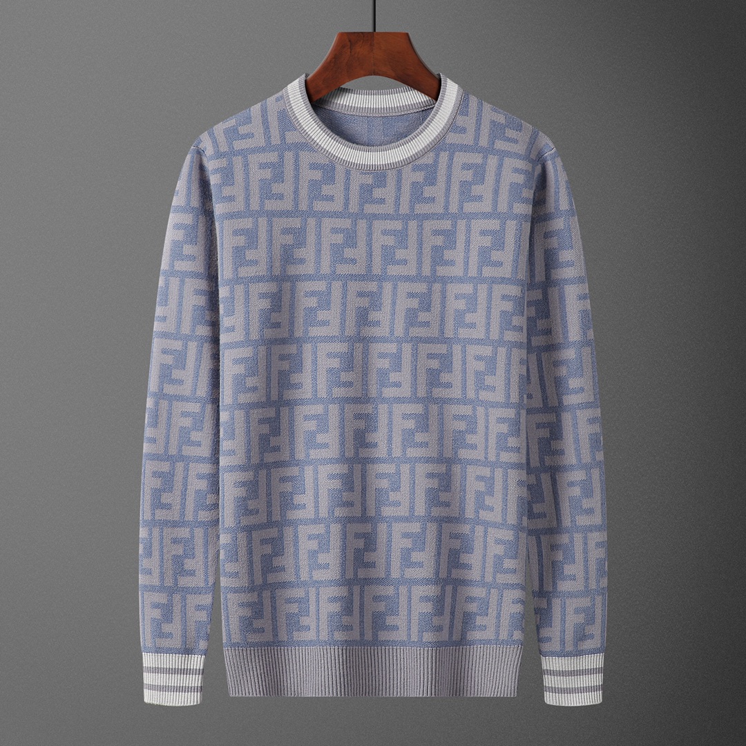 FEN•DI, suéter, número M2136#, tallas: M-XXXL, tejido: modal, anti-bolitas, color: gris