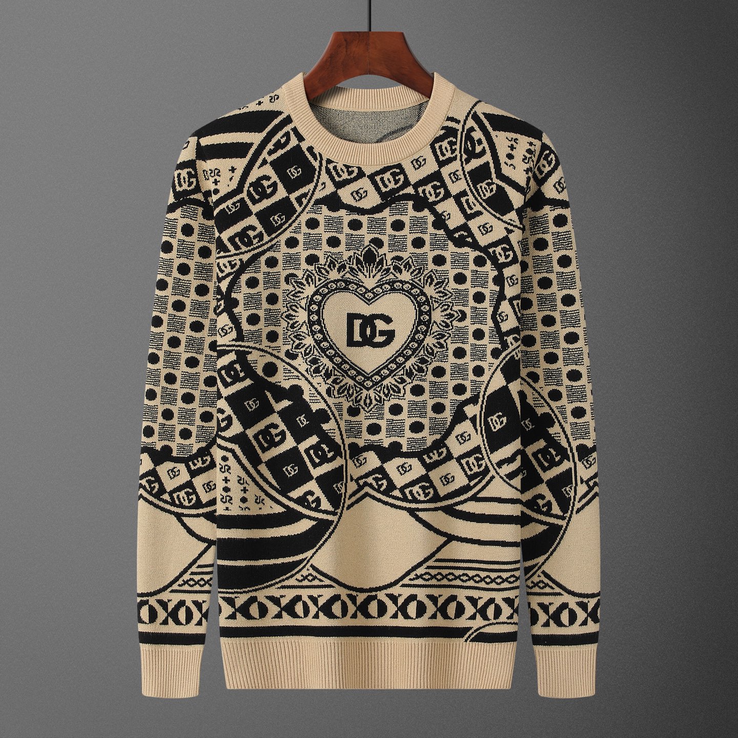 Dolce•Gabbana, suéter, modelo M2238#, tallas: M-XXXL, tejido: modal, anti-pilling, color: caqui