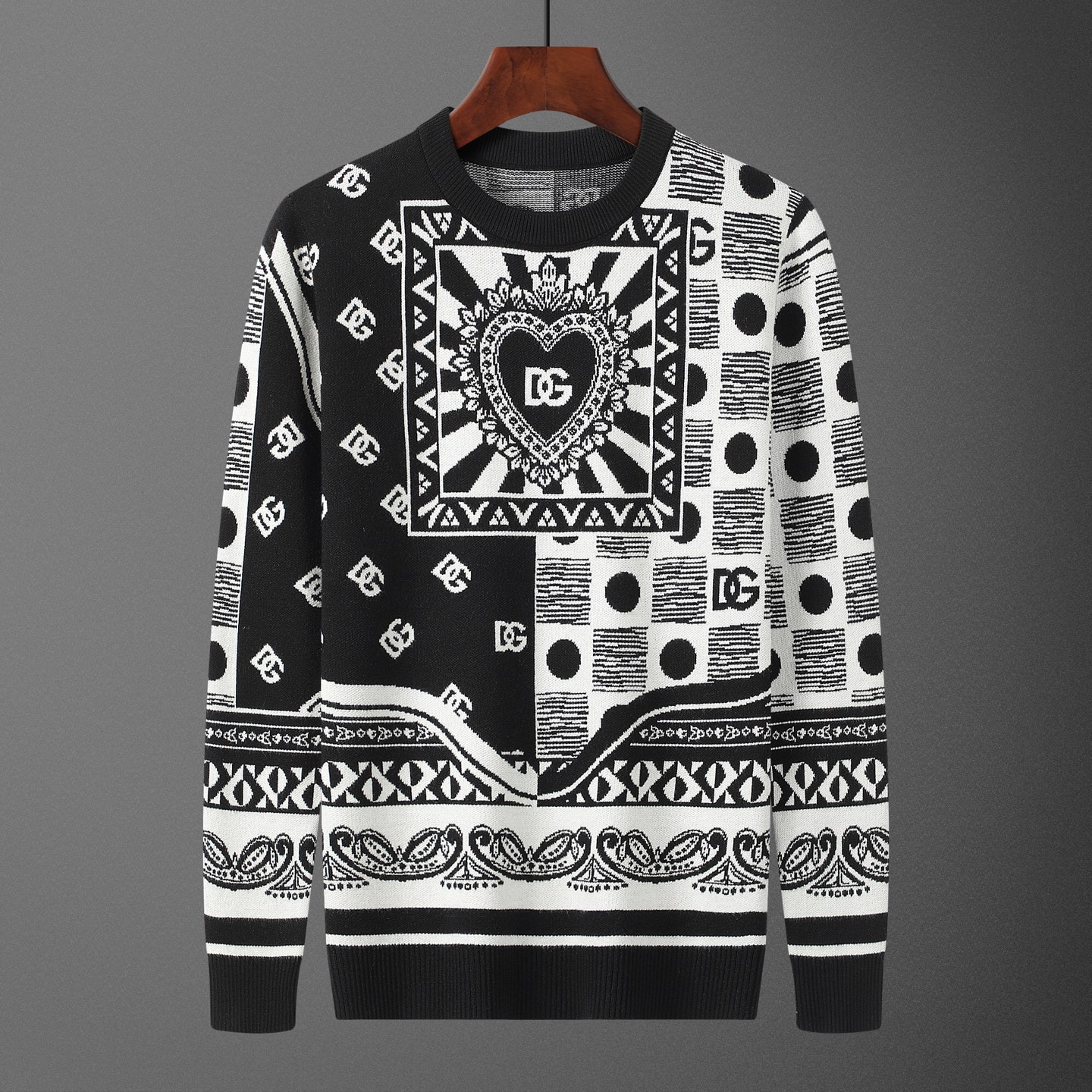 Dolce•Gabbana，毛衣，款号M2237#，码数:M-XXXL，面料: 莫代尔.抗起球，颜色:黑色