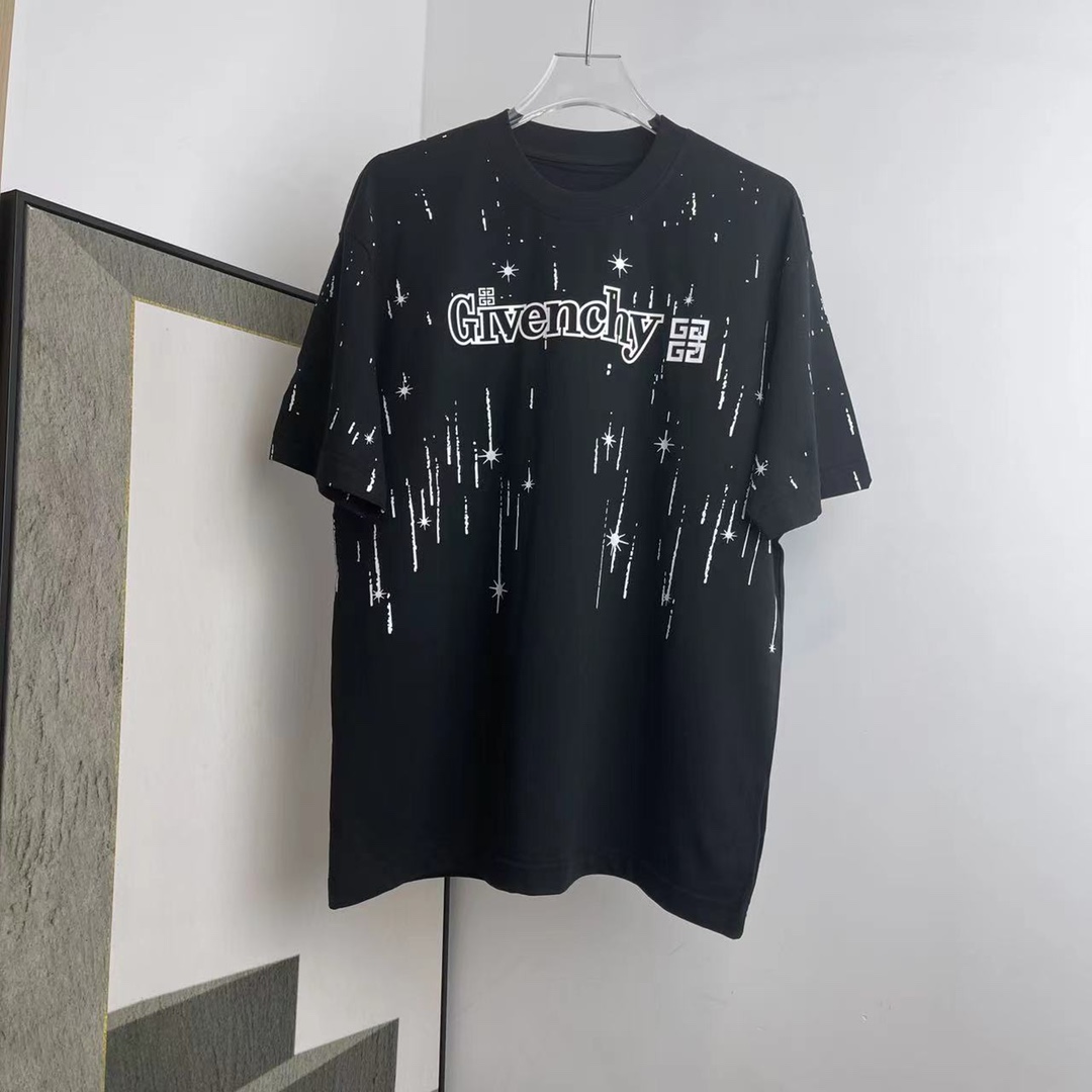 [Alta calidad] GIVENCHY 2024ss tela de algodón puro de primavera y verano, la última camiseta de manga corta …