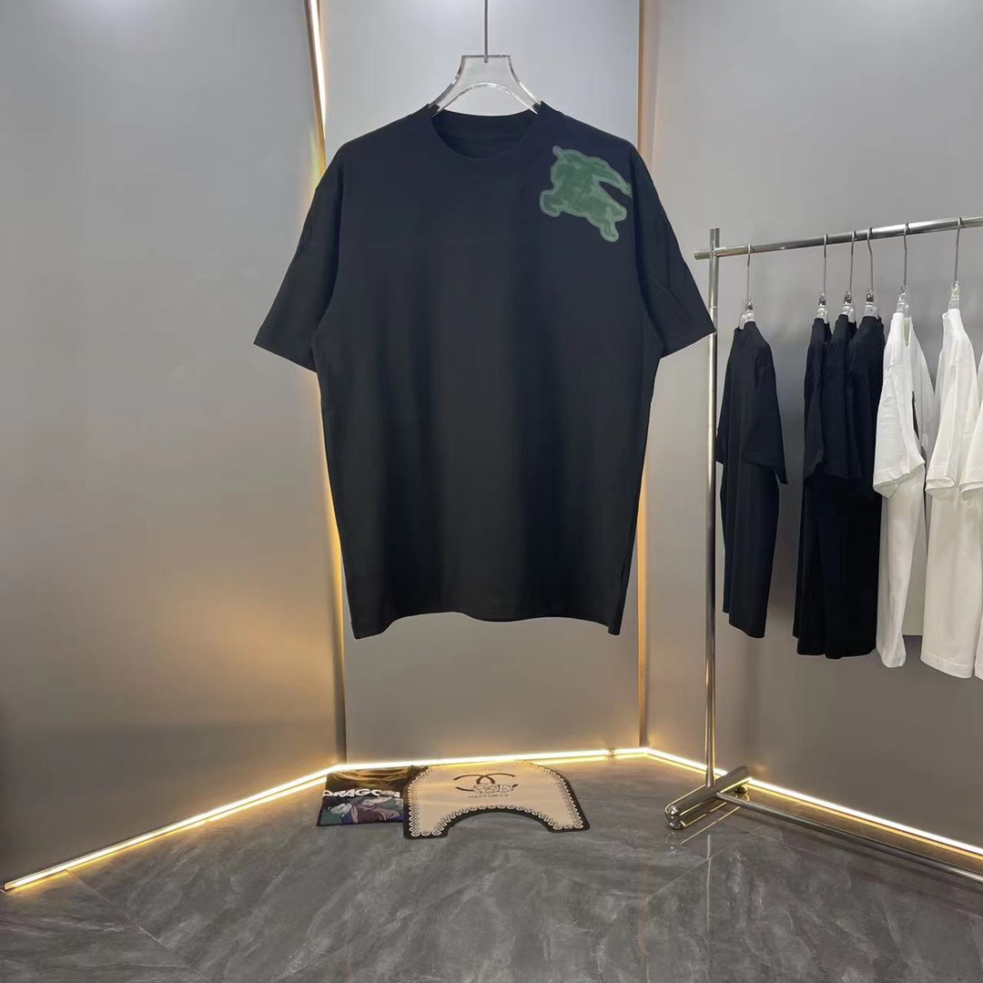 【Alta calidad】Bur* Bar* 2024ss algodón puro, última camiseta de cuello redondo de manga corta, diseño de micro logo de …